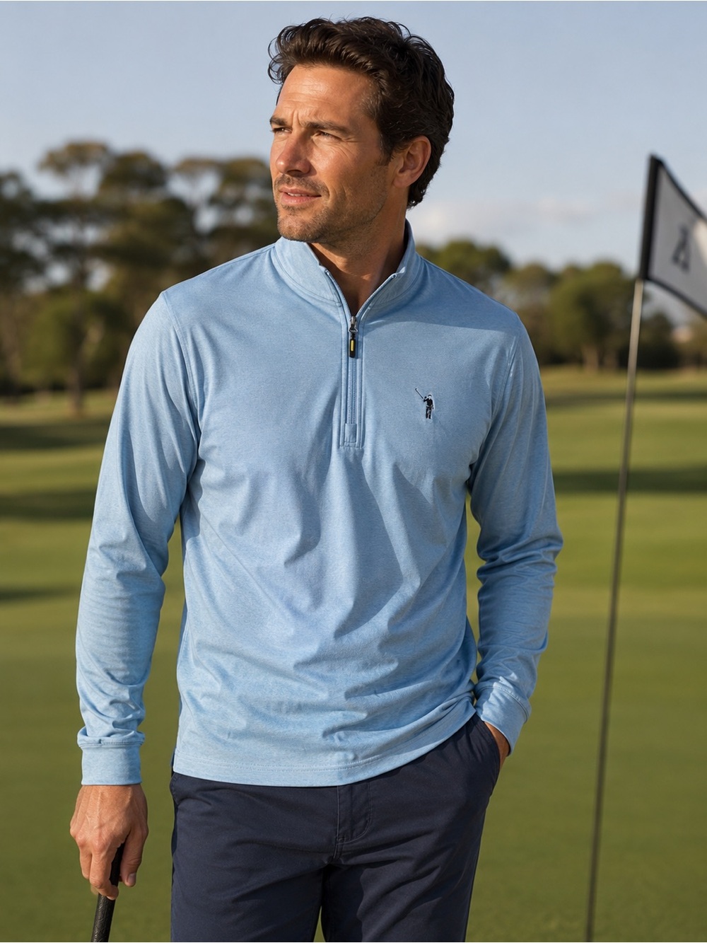 William Murray Performance Golf Quarter Zip Pullover Blue Size Medium